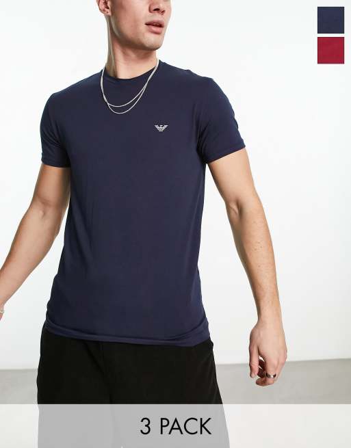 Emporio Armani Bodywear 2 pack lounge t shirts in navy ASOS