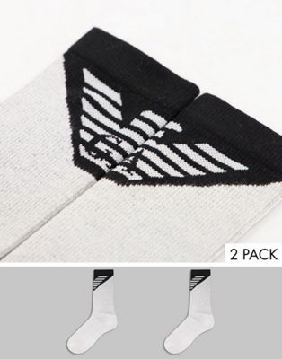 Emporio Armani Bodywear 2 pack short socks in grey/ black