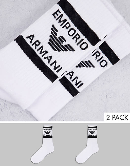 Emporio Armani Bodywear 2 pack short socks in white