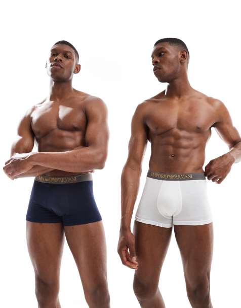 Emporio Armani Bodywear 2 pack soft touch bamboo logo briefs in white and navy - view 1