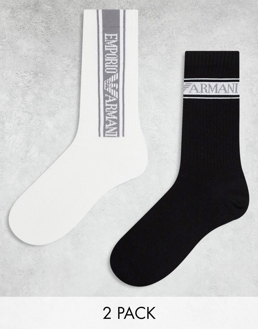 Emporio Armani Bodywear 2-pack sporty socks in black and white-Multi