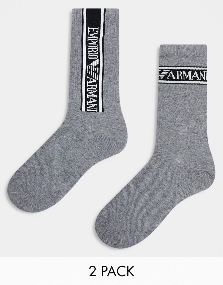 Emporio Armani Bodywear 2-pack sporty socks with logo detail in grey