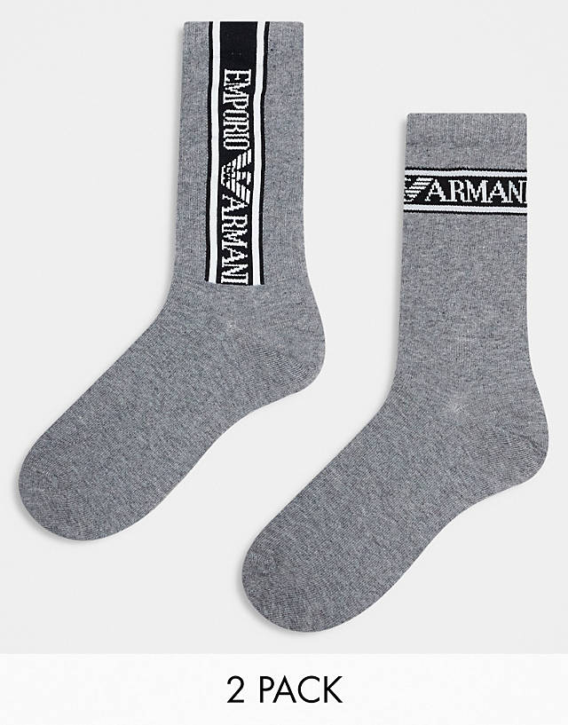 Emporio Armani - bodywear 2-pack sporty socks with logo detail in grey