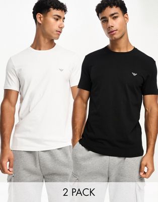 Emporio Armani Bodywear 2 pack t-shirts in black and white