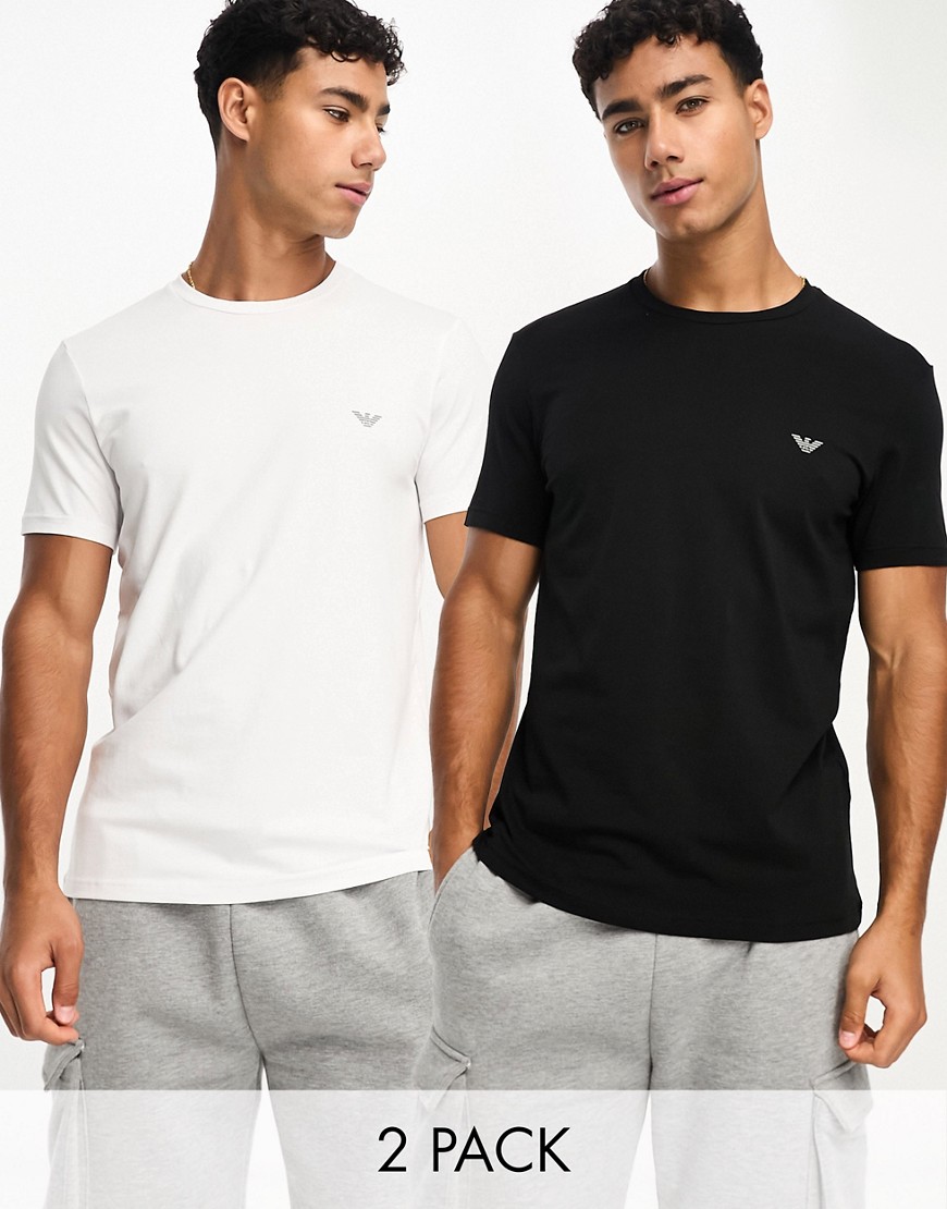 Armani Exchange Emporio Armani Bodywear 2 Pack T-shirts In Black And White-multi