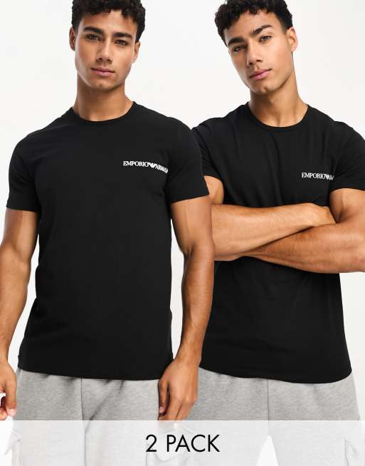 Emporio Armani Bodywear 2 pack t shirts in black ASOS