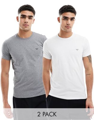 Emporio Armani Bodywear 2 pack t-shirts in grey and white