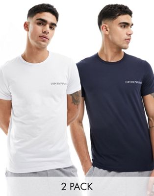 Emporio Armani Bodywear 2 pack t-shirts in navy and white