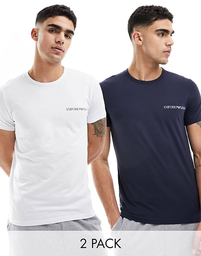 Emporio Armani - bodywear 2 pack t-shirts in navy and white