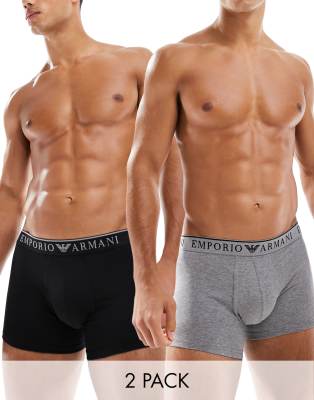 Emporio Armani Emporio Armani Bodywear 2 pack trunks in navy and grey-Multi