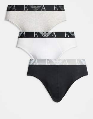 Emporio Armani Emporio Armani Bodywear 3 pack briefs in black white and grey