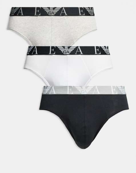 Emporio Armani Bodywear 3 pack briefs in black, white and grey - view 1