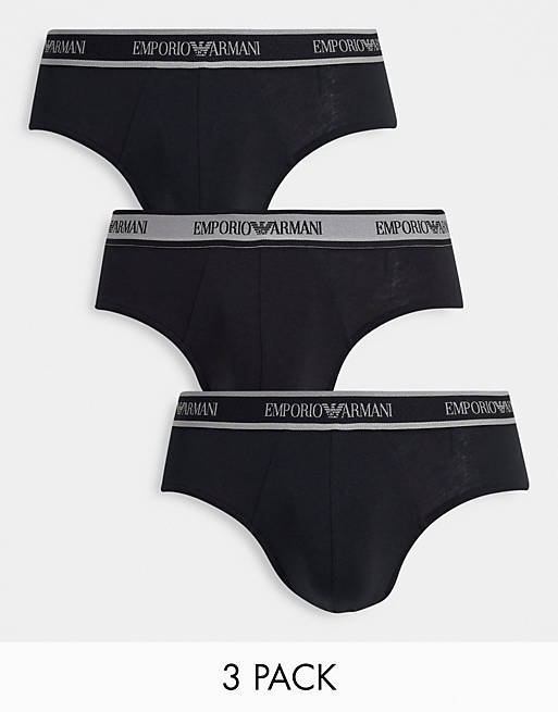  Underwear/Emporio Armani Bodywear 3 pack core logoband briefs in black 