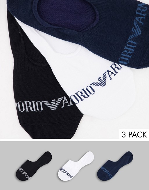 Emporio Armani Bodywear 3 pack invisible socks in black/white/ navy