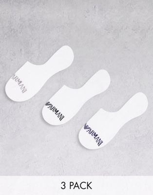 Emporio Armani Bodywear 3 pack invisible socks in white
