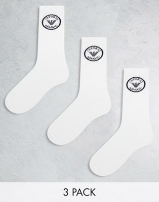 Armani Exchange Emporio Armani Bodywear 3 Pack Logo Detail Sport Socks In White