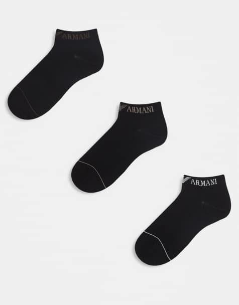 Emporio Armani Bodywear 3 pack logo sneaker socks in black - view 1