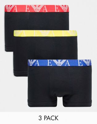 Emporio Armani Bodywear 3 pack logo trunks in black