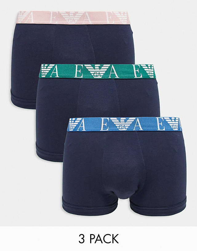 Emporio Armani - bodywear 3 pack logo trunks in navy
