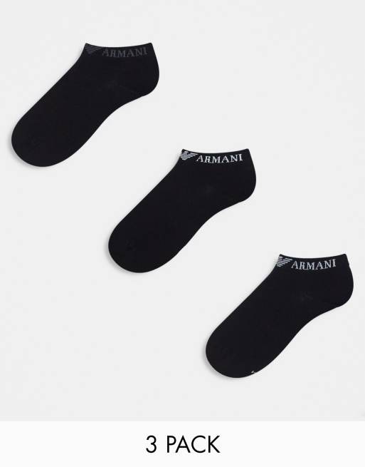 Emporio Armani Bodywear 3 pack socks with logo detail in black ASOS