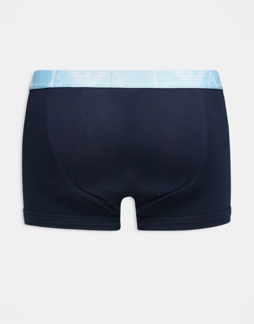 Emporio Armani Bodywear 3 pack trunks in black and blue, 3 of 3