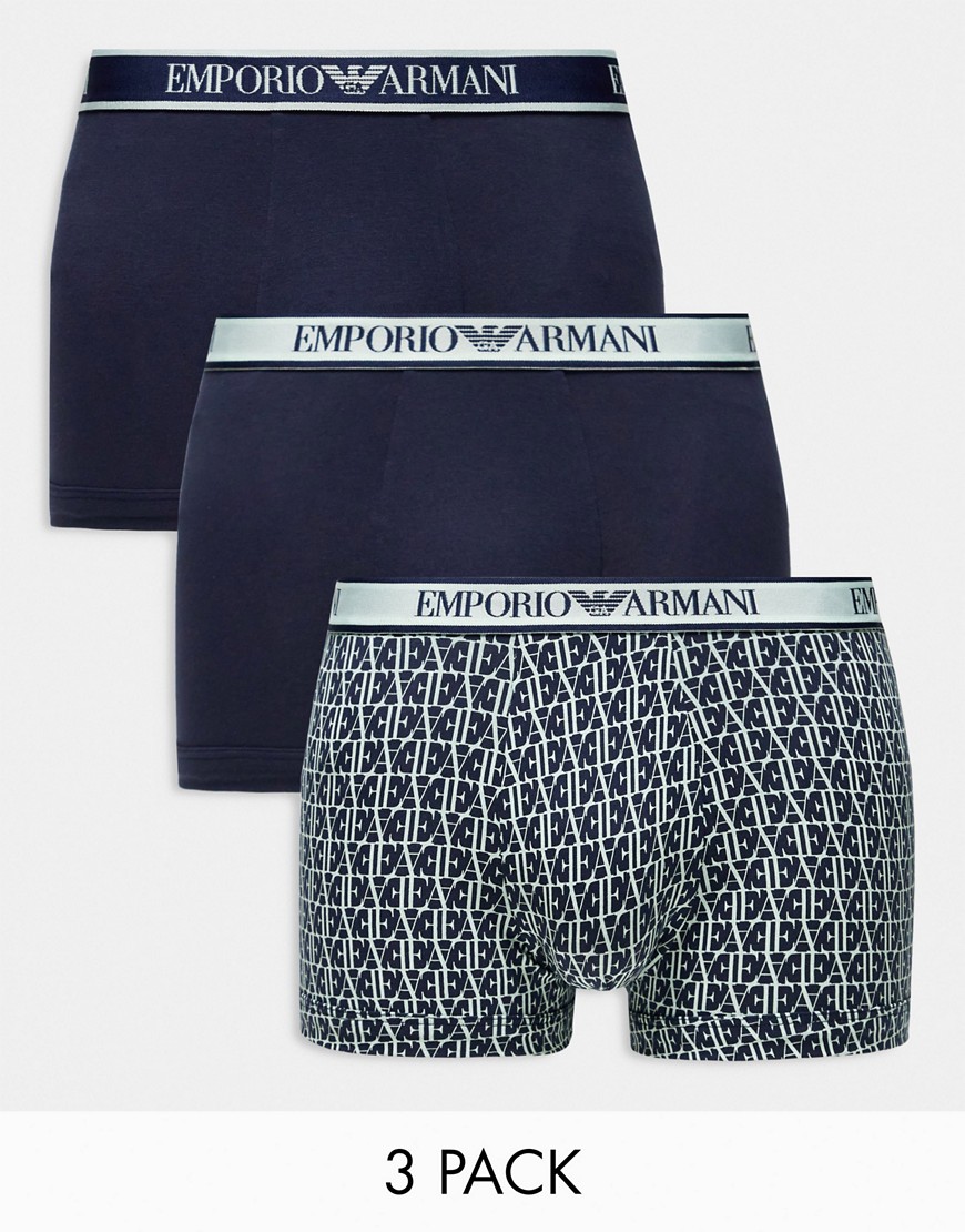 Emporio Armani Bodywear 3 pack trunks in navy