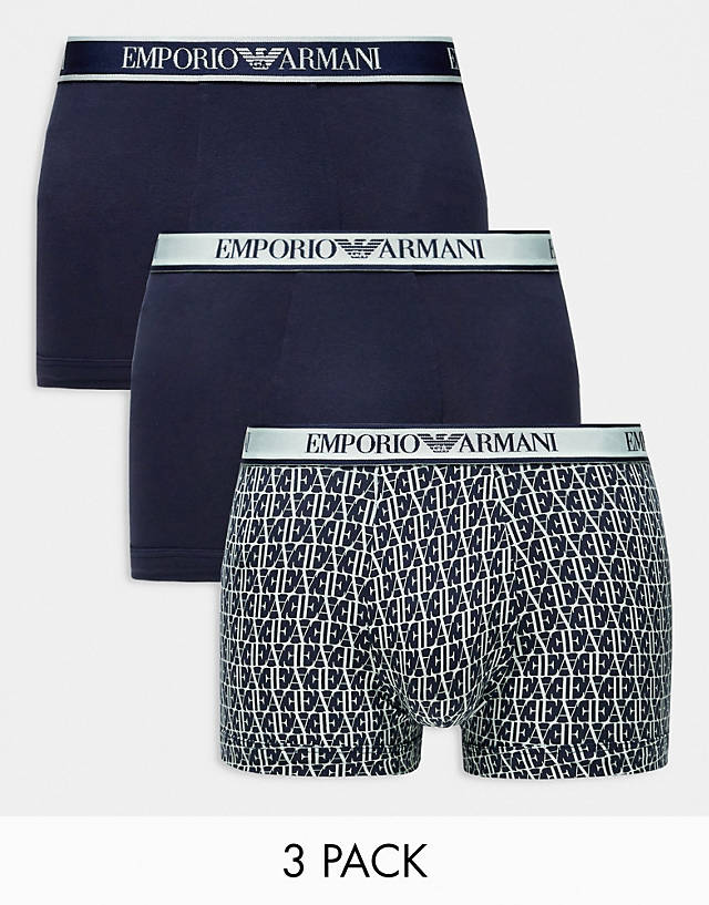 Emporio Armani - bodywear 3 pack trunks in navy