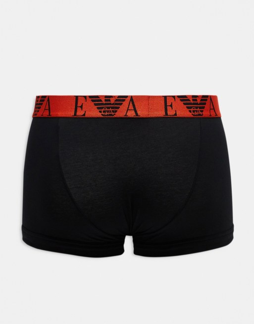 Emporio Armani Bodywear 3-pack trunks with colorful waistbands in black