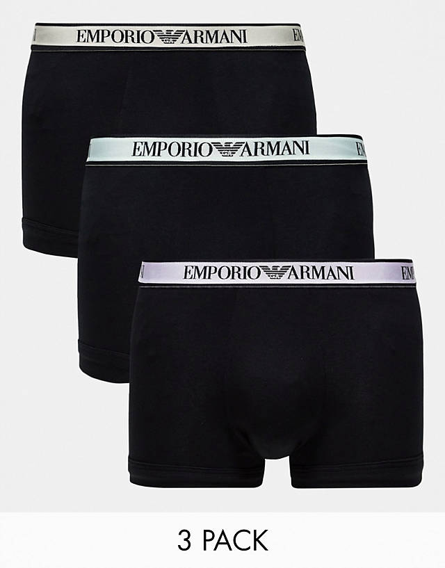 Emporio Armani - bodywear 3 pack trunks with coloured waistbands in navy