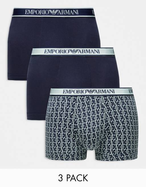 Emporio Armani – Bodywear – 3er-Pack Unterhosen in Marineblau
