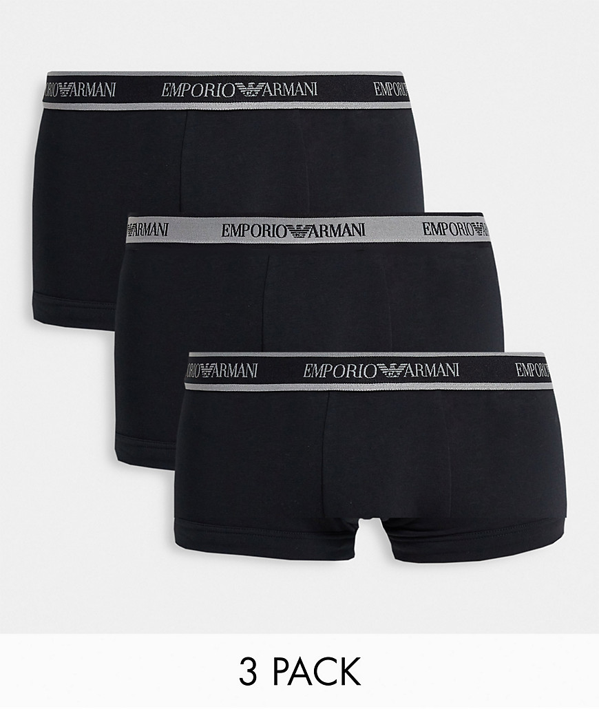 Emporio Armani – Bodywear – 3er-Pack Unterhosen in Schwarz mit Logobund