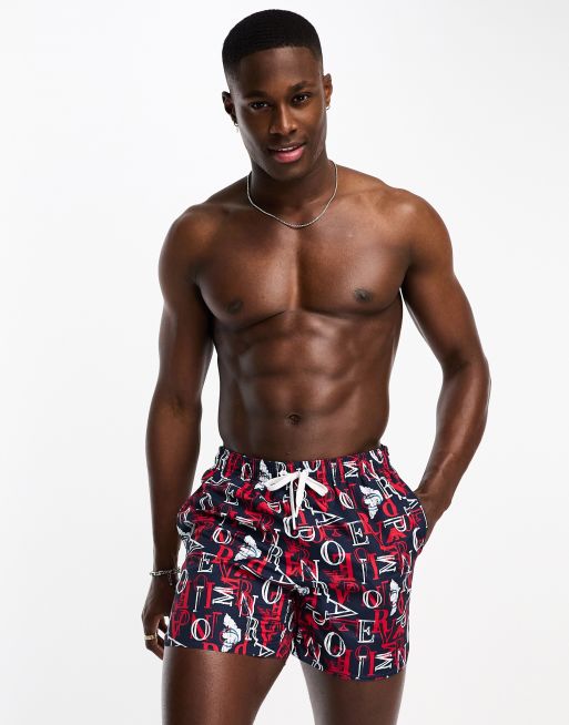 All-over logo print swim trunks