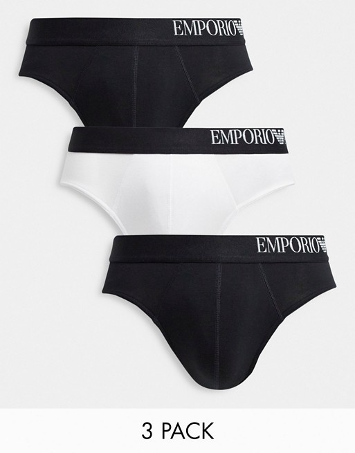 Emporio Armani Bodywear B-Side 3 pack briefs in black/ white