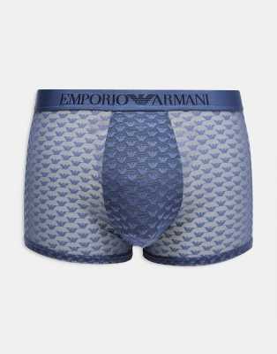 Emporio Armani - Bodywear - Blå boksershorts i mesh med logo - Del af sæt - view 1