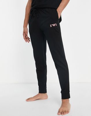Emporio Armani Bodywear bold monogram joggers in black