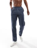 [Armani Exchange] Emporio Armani Bodywear branded waistband sleep pants in navy brushed check S NAVY