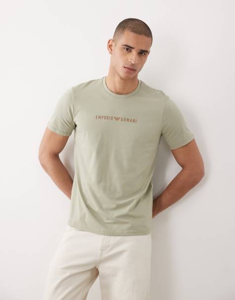 Emporio Armani Bodywear chest logo t-shirt in beige - view 1