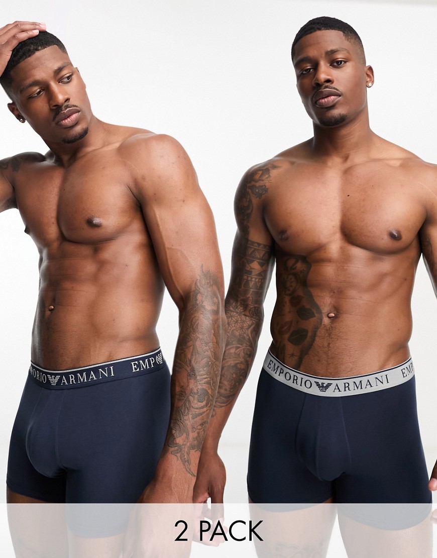 emporio armani - bodywear - confezione da 2 boxer aderenti blu navy