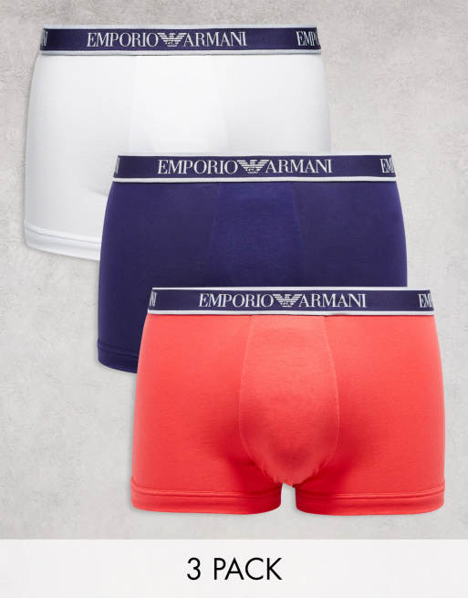 Emporio Armani - Bodywear - Confezione da 3 boxer aderenti multicolore con elastico con logo