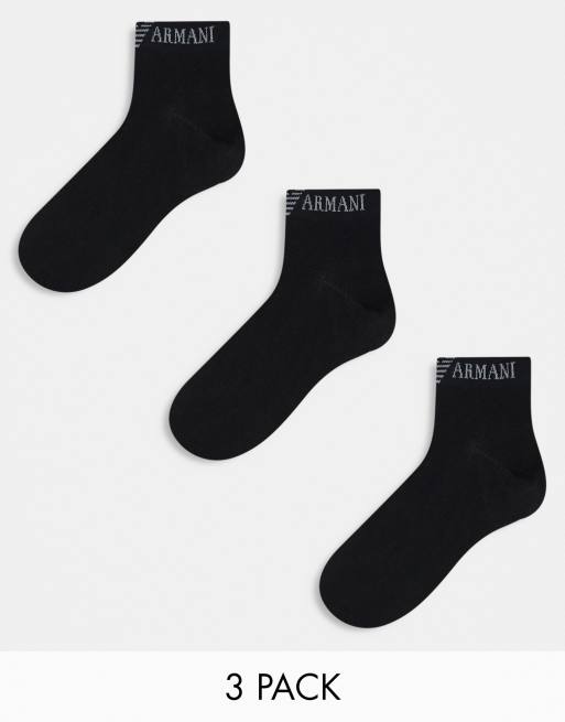 Emporio Armani - Bodywear - Confezione da 3 paia di calzini per sneakers neri