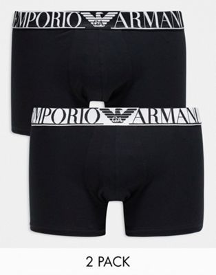 Emporio Armani Bodywear Endurance 2 pack trunks in black