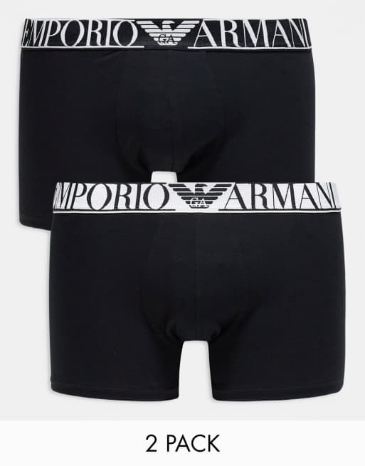 Emporio Armani Bodywear Endurance 2 pack trunks in black ASOS