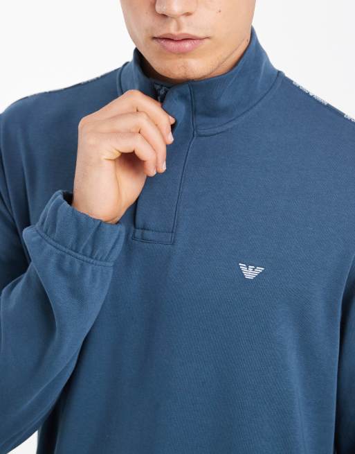 Emporio Armani Bodywear half zip sweater in blue | ASOS