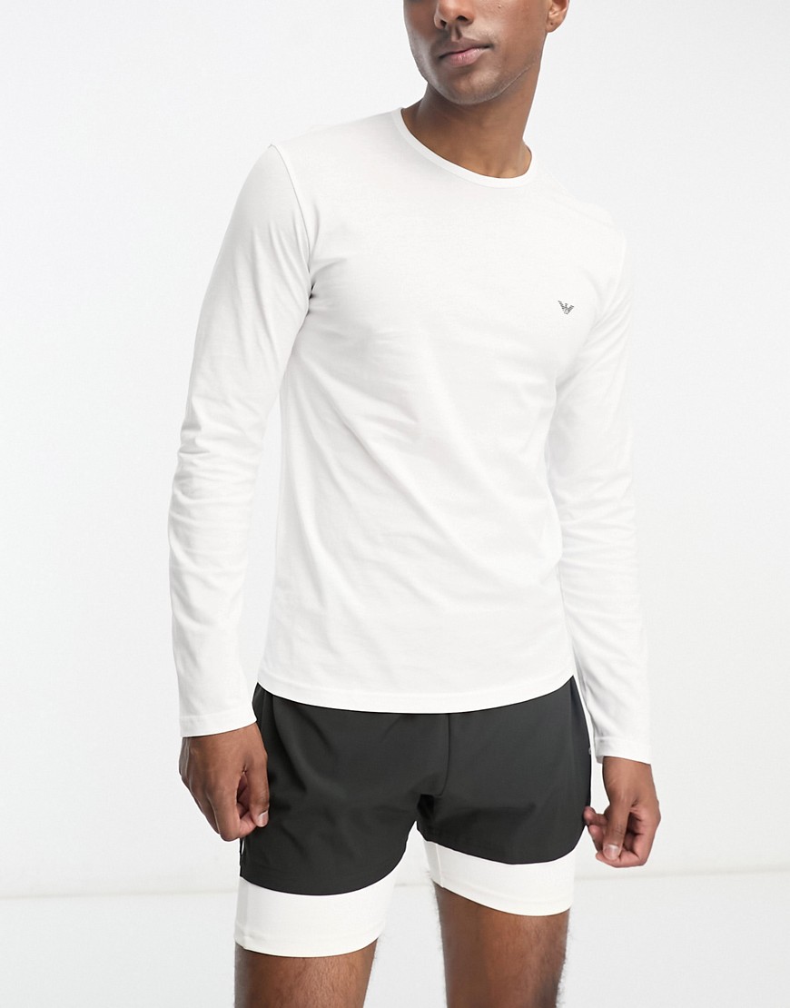 emporio armani - bodywear - langærmet lounge-t-shirt i hvid