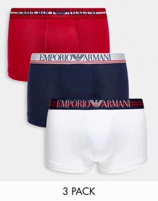 Emporio Armani Bodywear logo 3 pack trunks in multi