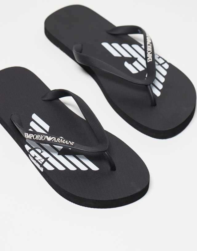 Emporio Armani - bodywear logo flip flops in black