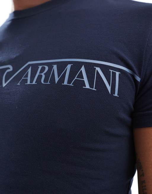 Emporio Armani bodywear logo lounge Tshirt in navy | ASOS