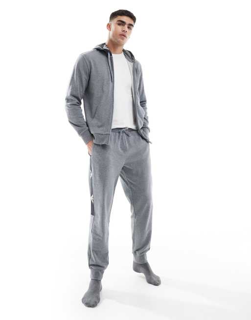 Emporio Armani Bodywear logo lounge zip hoodie in heather