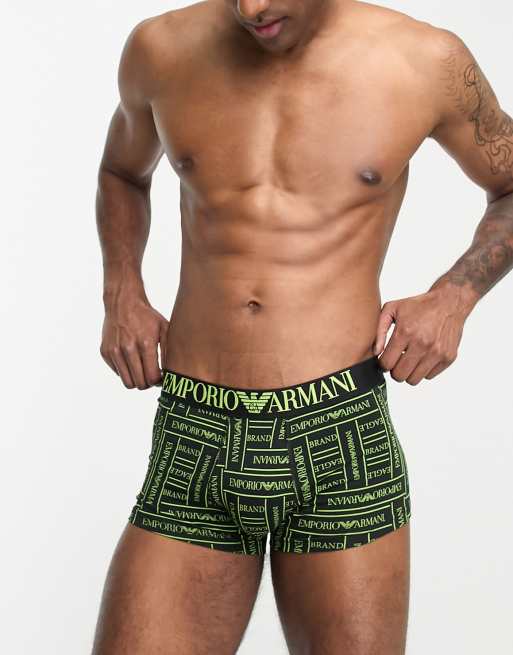 Emporio Armani Bodywear logo print trunk in green