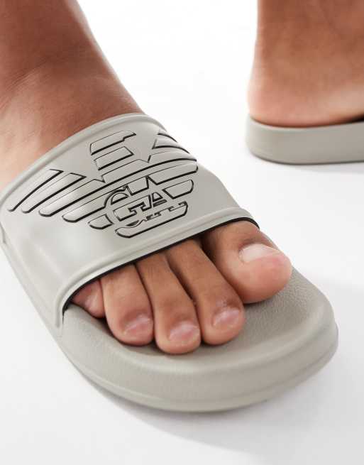 Emporio Armani Bodywear logo slides in beige | ASOS display picture 1
